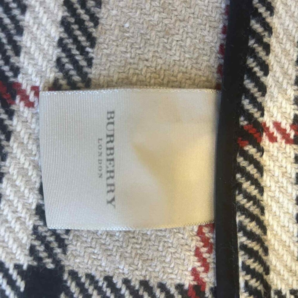 Burberry Nova Check Lambswool Toggle Coat Beige Black Red — Size S/M (Est.) - Picture 6 of 6